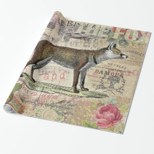 Papel De Presente Fox Vintage Selvagem Animal