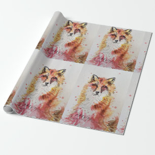 Papel De Presente Fox Watercolor Woodland Arte Animal