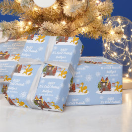 Papel De Presente Fox Winter Chá de fraldas Está Frio Fora do Presen