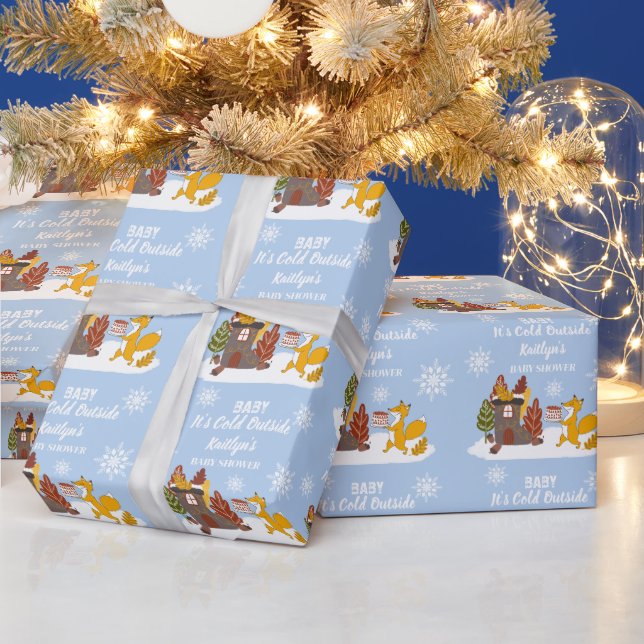 Papel De Presente Fox Winter Chá de fraldas Está Frio Fora do Presen (Feriados)