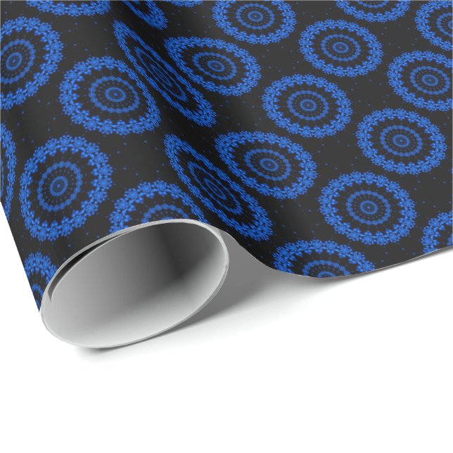 Papel De Presente Fractal azul (Ponta do rolo)