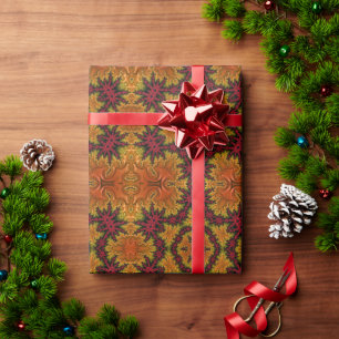 Papel De Presente Fractal Bloom em Matizes do outono