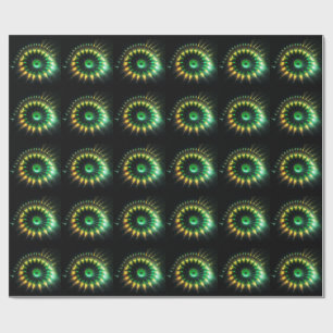 Papel De Presente Fractal de catavento a jato verde e amarelo
