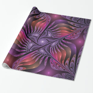 Papel De Presente Fractal roxo moderno do abstrato colorido da