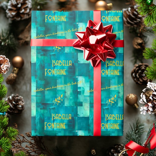 Papel De Presente Fragmento de presente monocromático verde elegante (Criador carregado)