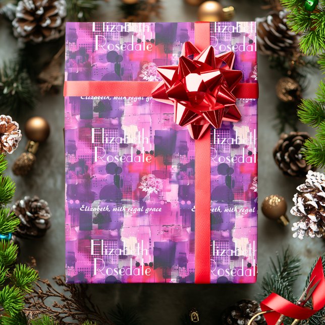 Papel De Presente Fragmento de presente personalizado elegante com m (Criador carregado)