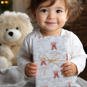 Papel De Presente Fralda Rei Teddy ursinho feliz nome de aniversário