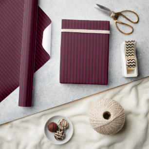 Papel De Presente Framboesa Escura Burgundy Vermelho Listras