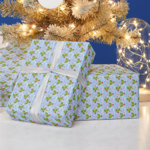 Papel De Presente Framboesas de neve com areia azul padrão de fundo