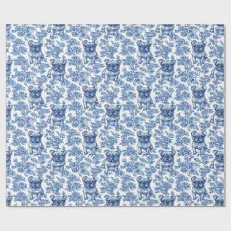 Papel De Presente Francês Bulldog Frenchie Blue Toile Patterno