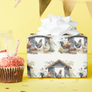 Papel De Presente Frango Aquarela em Coop