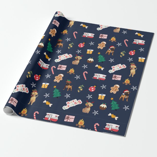 Papel De Presente Frank & Baxter Christmas Wrappaper - Marinho (Desenrolado)