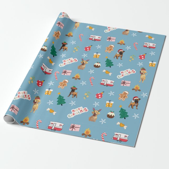 Papel De Presente Frank & Baxter Natal Wrappaper - Azul (Desenrolado)