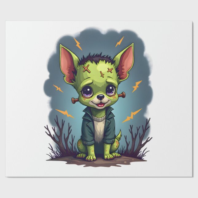 Papel De Presente Frankenstein Chihuahua Choque (Aberto)