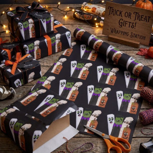 Papel De Presente Frankenstein Fantasma Abóbora Homem Invisível Engr