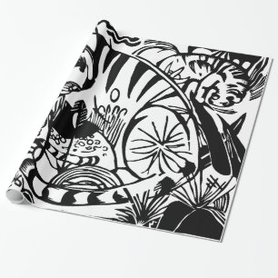 Papel De Presente Franz Marc - Tigre Preto e Branco - Arte Abstrata