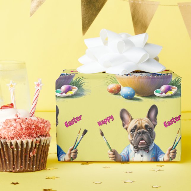 Papel De Presente Französische Bulldogge Ei Ostern French Bulldog (Festa de aniversário)