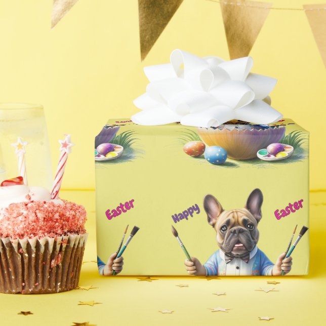 Papel De Presente Französische Bulldogge Ei Ostern French Bulldog (Festa de aniversário)