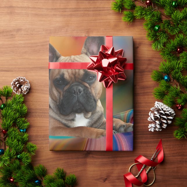 Papel De Presente Französische Bulldogge Welpe French Bulldog  (Presente de Natal)