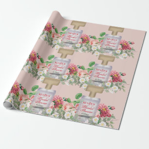 Papel De Presente Frasco de Perfume Rosa Corado Chuva de Noiva Flora