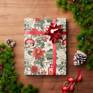 Papel De Presente Frascos de perfumaria de vindima de Natal