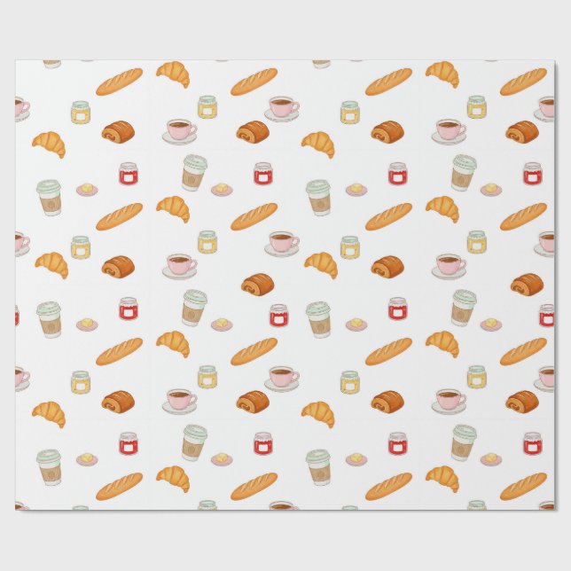 Papel De Presente French Bakery Morning Pattern (Aberto)