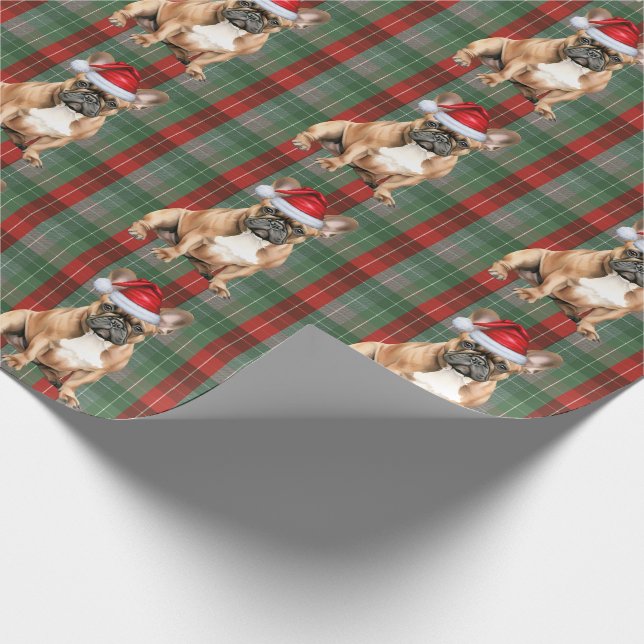 Papel De Presente French Bulldog Holiday Red Green Plaid Christmas (Ponta)