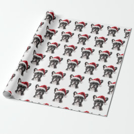 Papel De Presente French Bulldog with Santa Hat