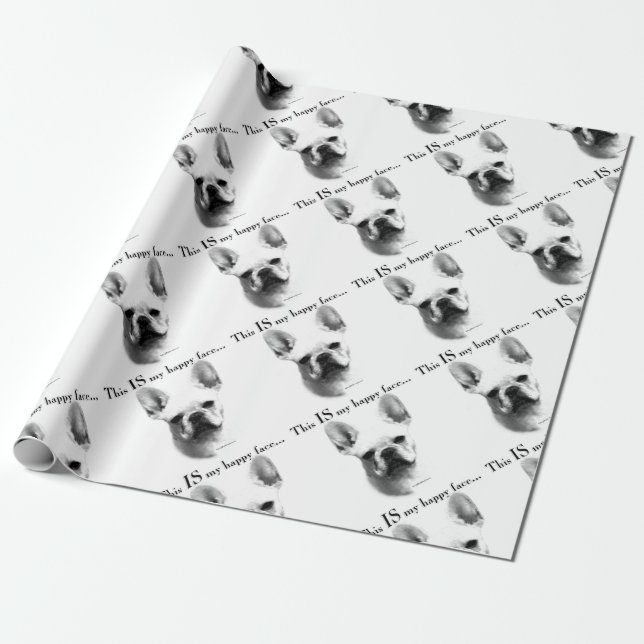 Papel De Presente Frenchie Happy Face (Desenrolado)