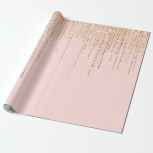 Papel De Presente Frente brilhante Dourada cintilante cor-de-rosa-cl