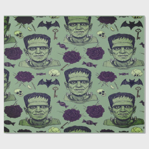 Papel De Presente Frente De Frankenstein Idiota Para O Halloween
