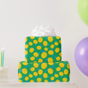 Papel De Presente Fresco de limão amarelo-limão verde-vibrante Anive