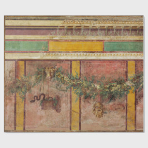 PAPEL DE PRESENTE FRESCO ROMANO ANTIGO,MÁSCARA DE SÁTIRA,GUIRLANDA,F