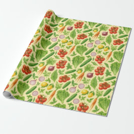 Papel De Presente Fresh Market Veggie Garden Wrapping Paper — Lemon