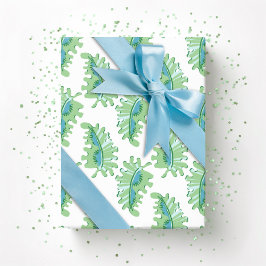 Papel De Presente Frilly Frond em Verde e Água-Marinha