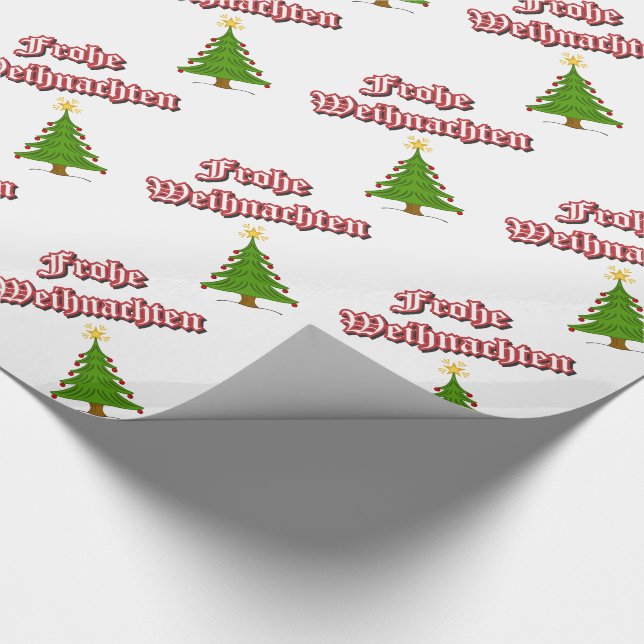 Papel De Presente Frohe Weihnachten com árvores (Ponta)