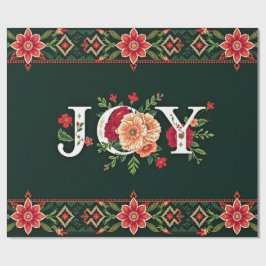 Papel De Presente fronteira floral de natal JOY