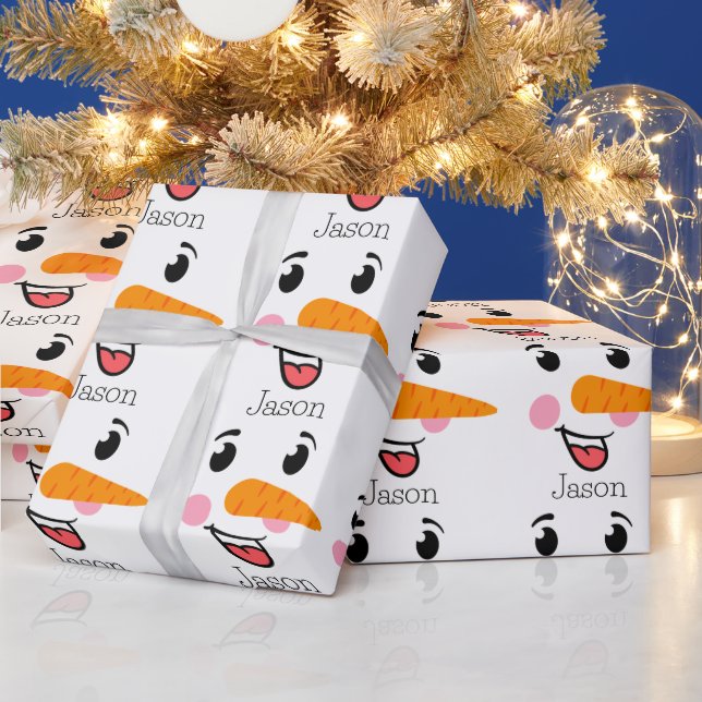 Papel De Presente Frosty the Snowman Happy Face (Feriados)