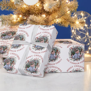 Papel De Presente Frota de Natal com bagas e folhas