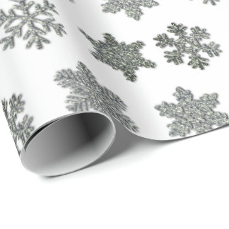 Papel De Presente Frozen crystal frosty silver snowflakes
