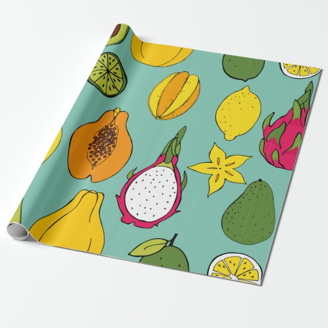 Papel De Presente Fruit. Seamless vintage pattern (Desenrolado)