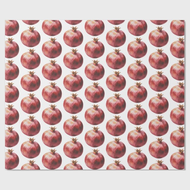 Papel De Presente Fruta de Aguarela Moderna e Tendência Romã (Aberto)