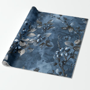 Papel De Presente Fruta de amoras azuis, vindima inspirado
