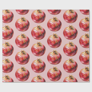 Papel De Presente Fruta de Aquarela Moderna e Tendência Romã