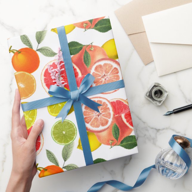 Papel De Presente Fruta de Citros e Folhas de Papel de Moldagem (Presentear)