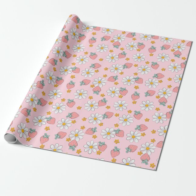 Papel De Presente Fruta de marinheiros rosados, coqueteiros, cor-de- (Desenrolado)