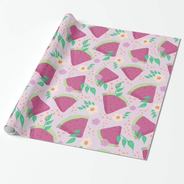 Papel De Presente Fruta de melancia comida de Verão (Desenrolado)