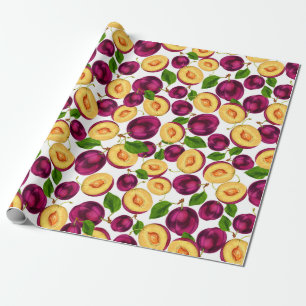 Papel De Presente Fruta de Pêssego Comestível Ripês Verde Roxo