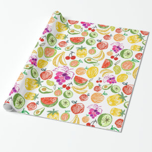 Papel De Presente Fruta Desenhada à Mão
