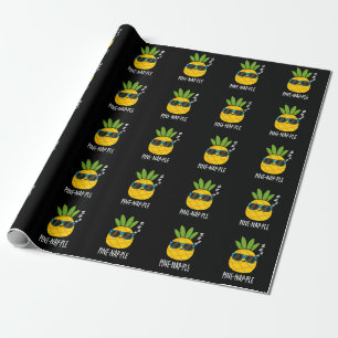 Papel De Presente Fruta Encantada Engraçada Pine-Nap Pun Dark BG